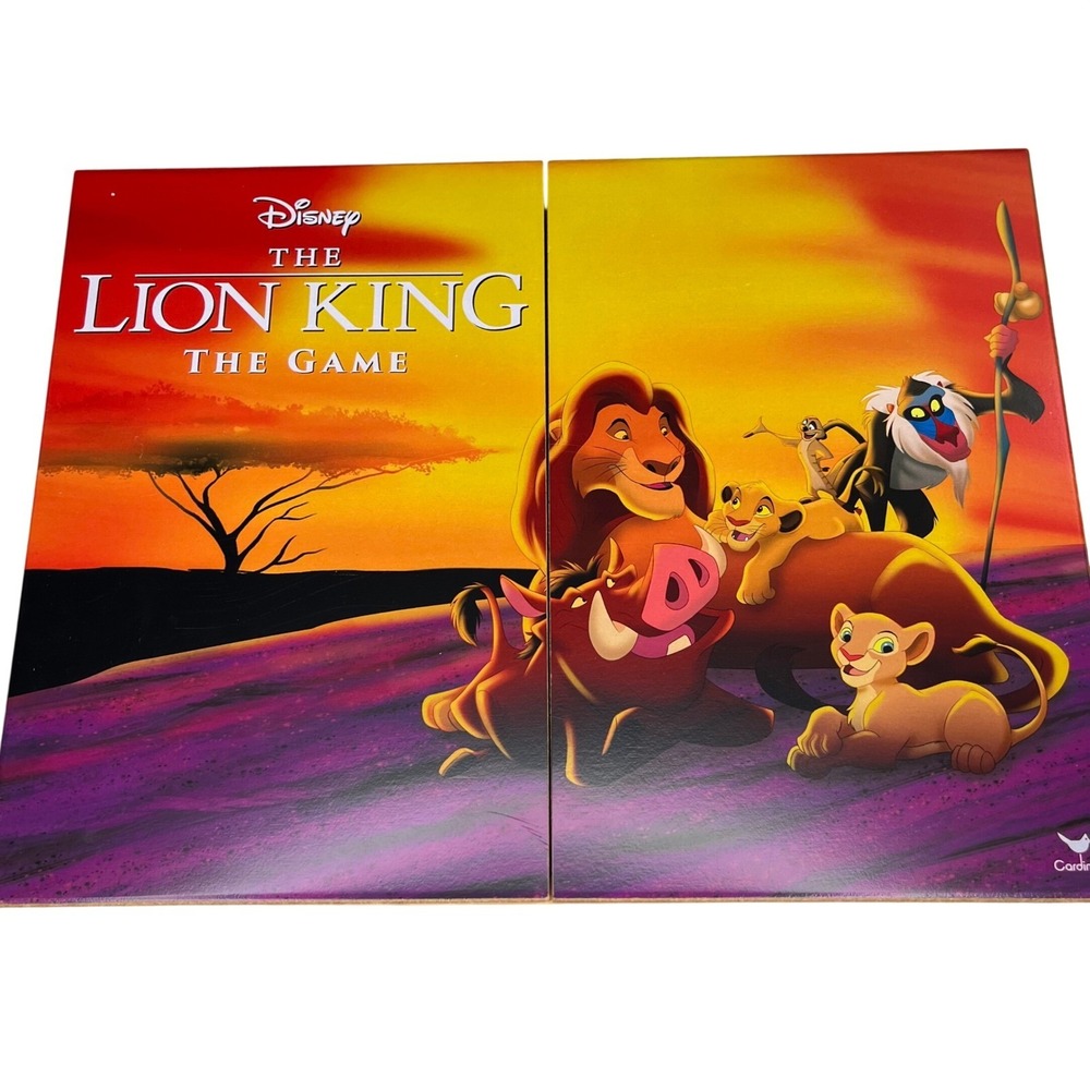 Disney Lion King Board Game Cardinal Wooden Box Vintage Style 3D Hippo Figures